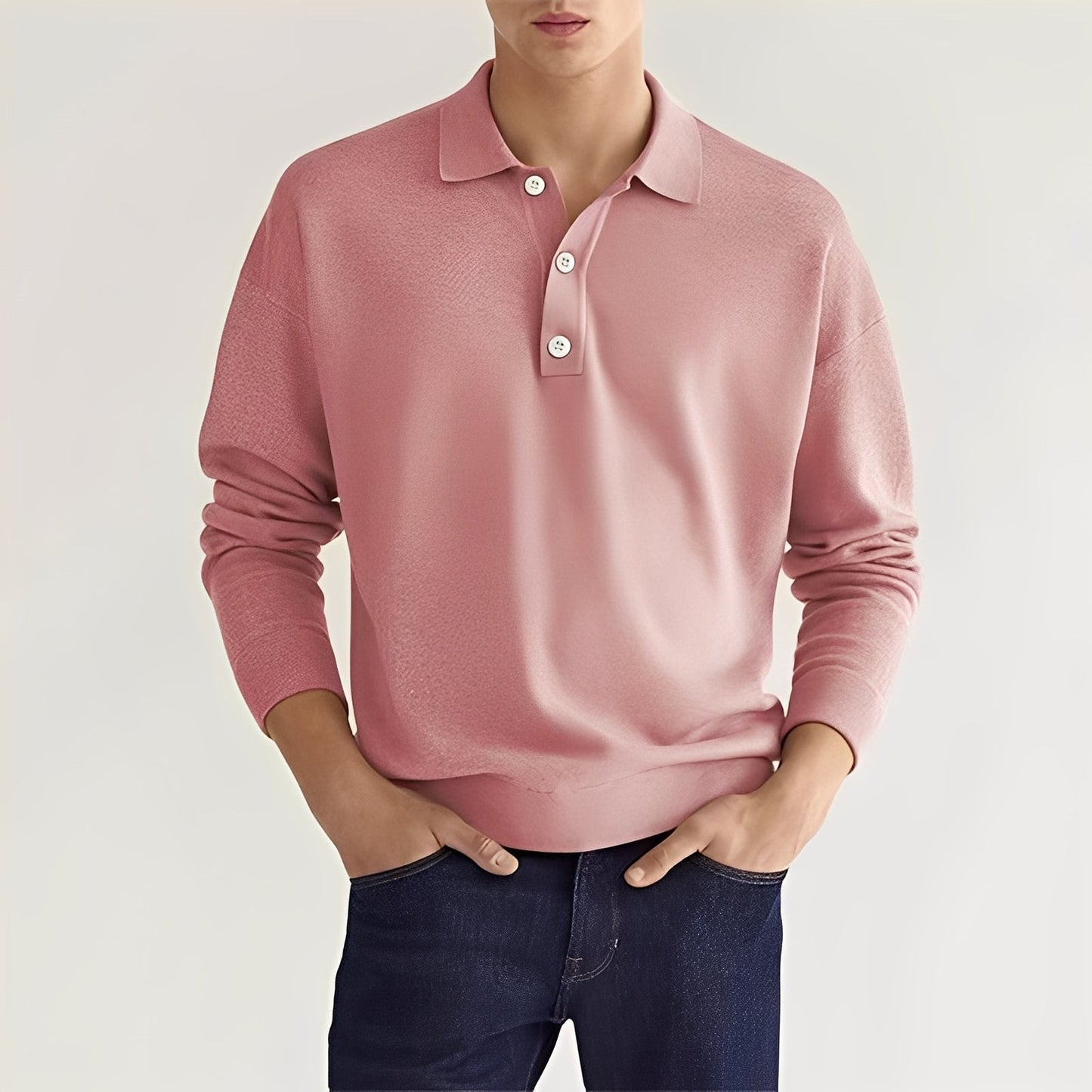 Dominic - Męska polo z długimi rękawami w stylu casual
