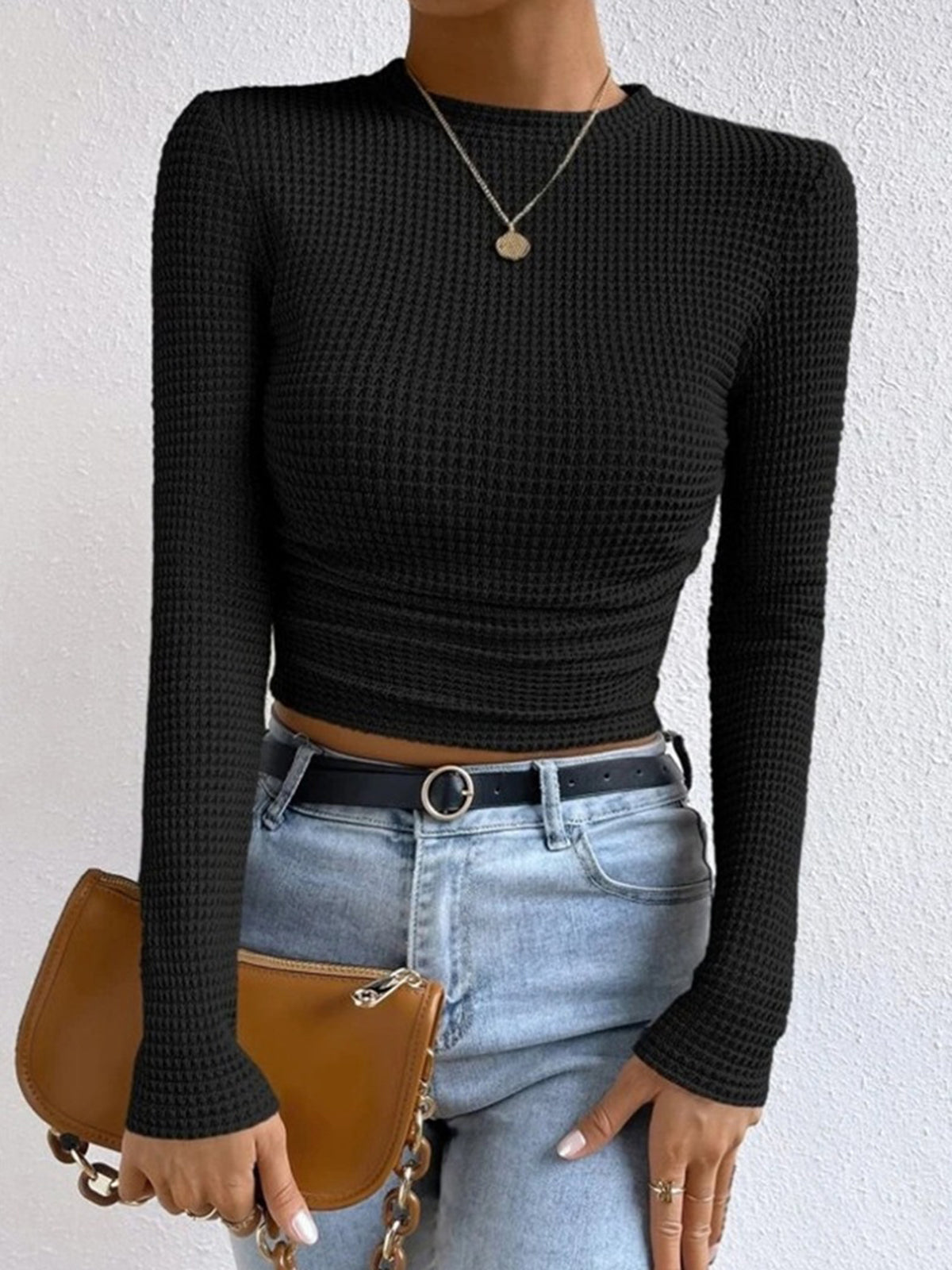 Tessa – Waffelstrick Slim-Pullover