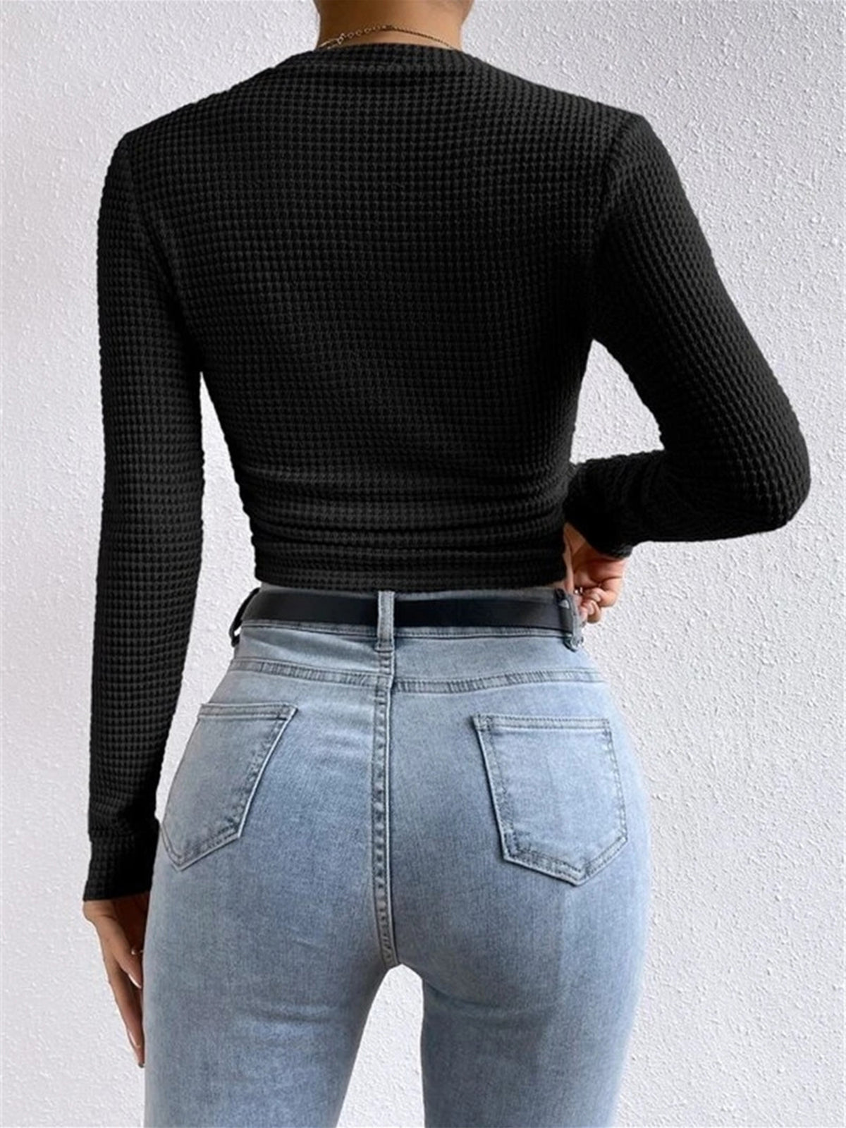 Tessa – Waffelstrick Slim-Pullover
