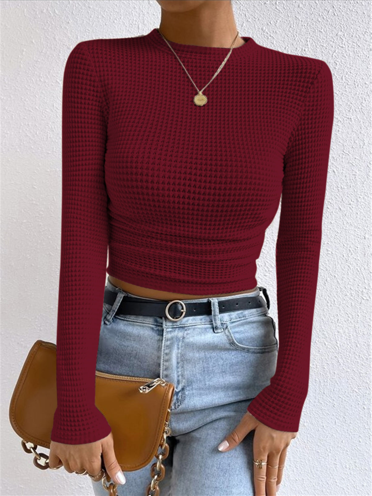Tessa – Waffelstrick Slim-Pullover
