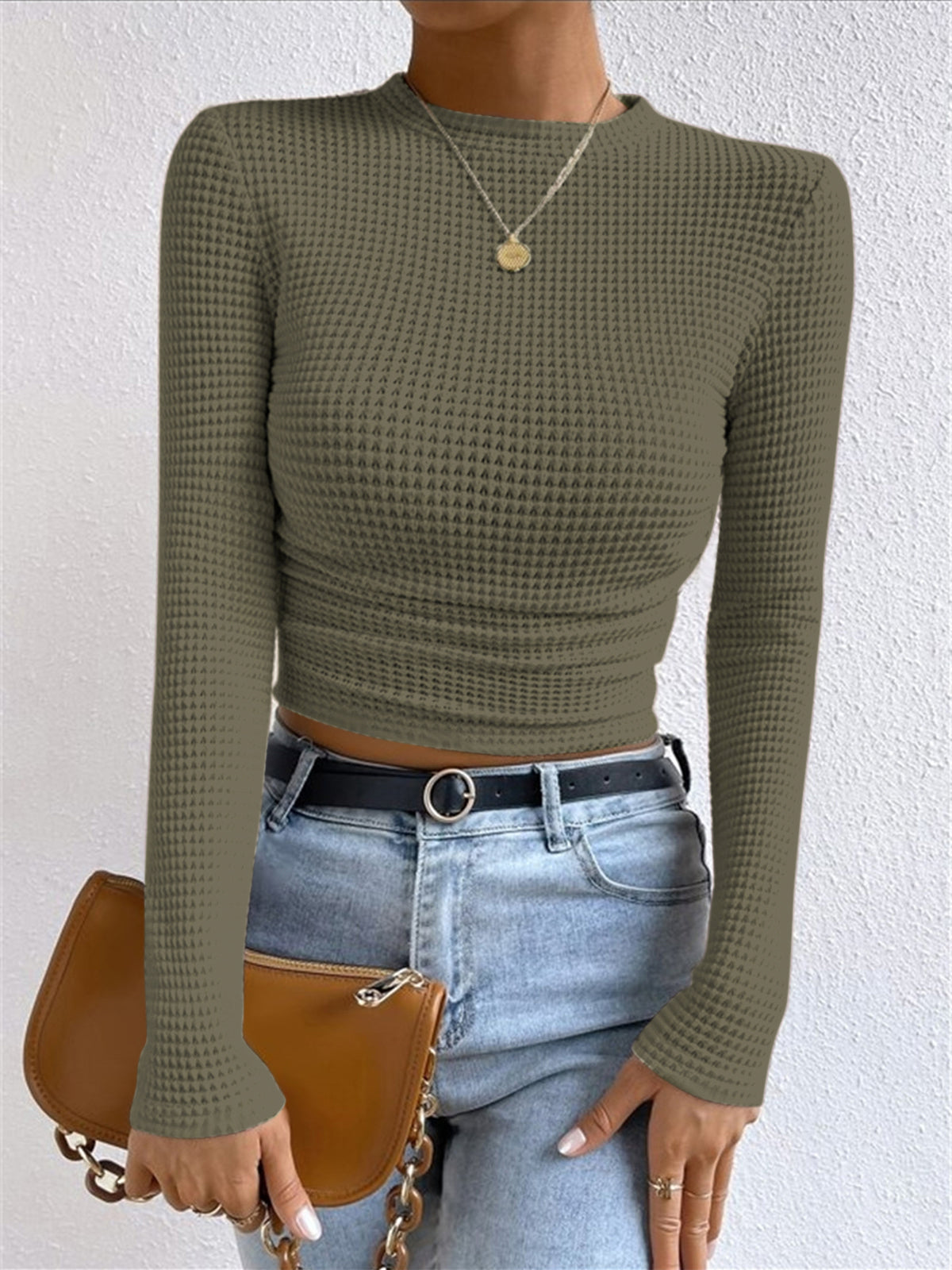 Tessa – Waffelstrick Slim-Pullover