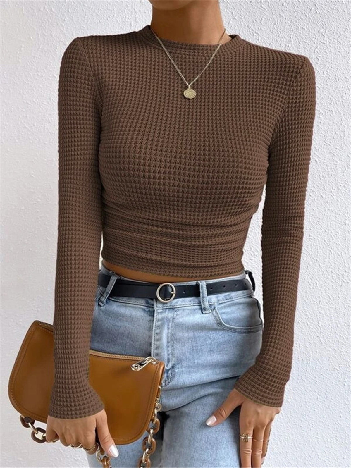 Tessa – Waffelstrick Slim-Pullover