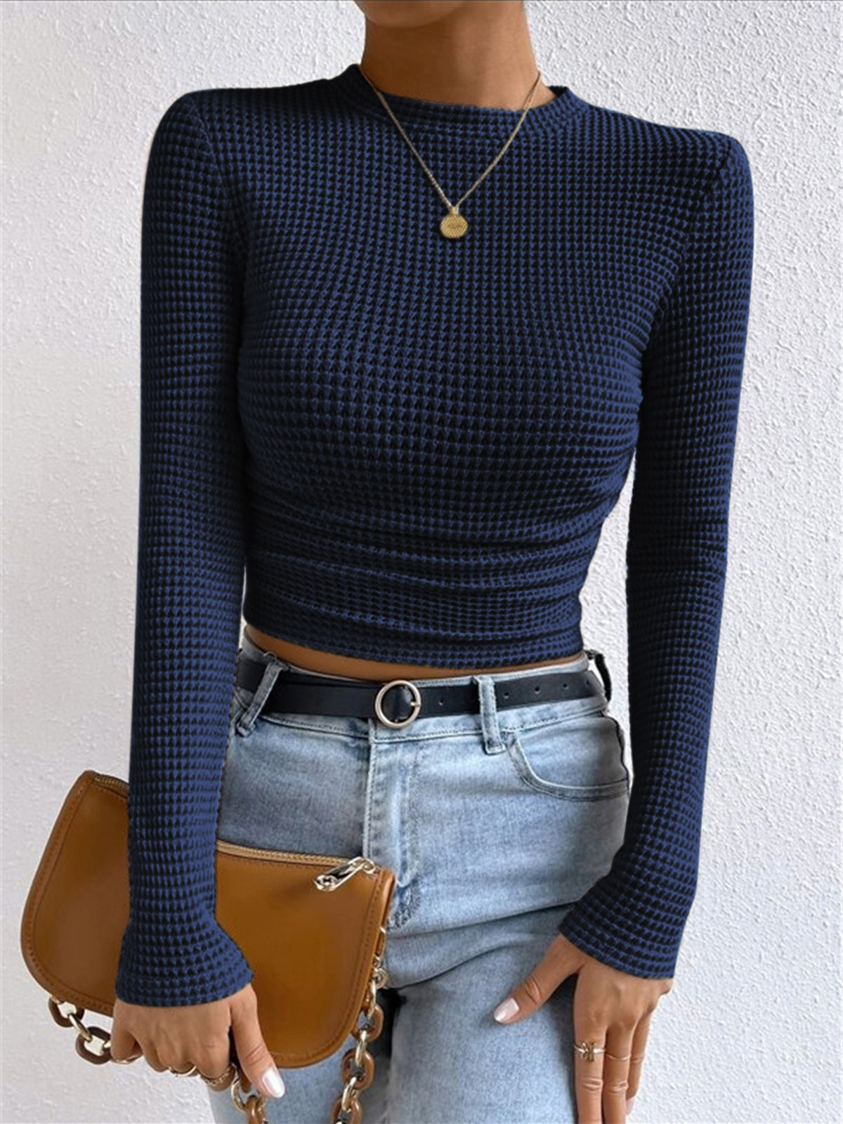 Tessa – Waffelstrick Slim-Pullover