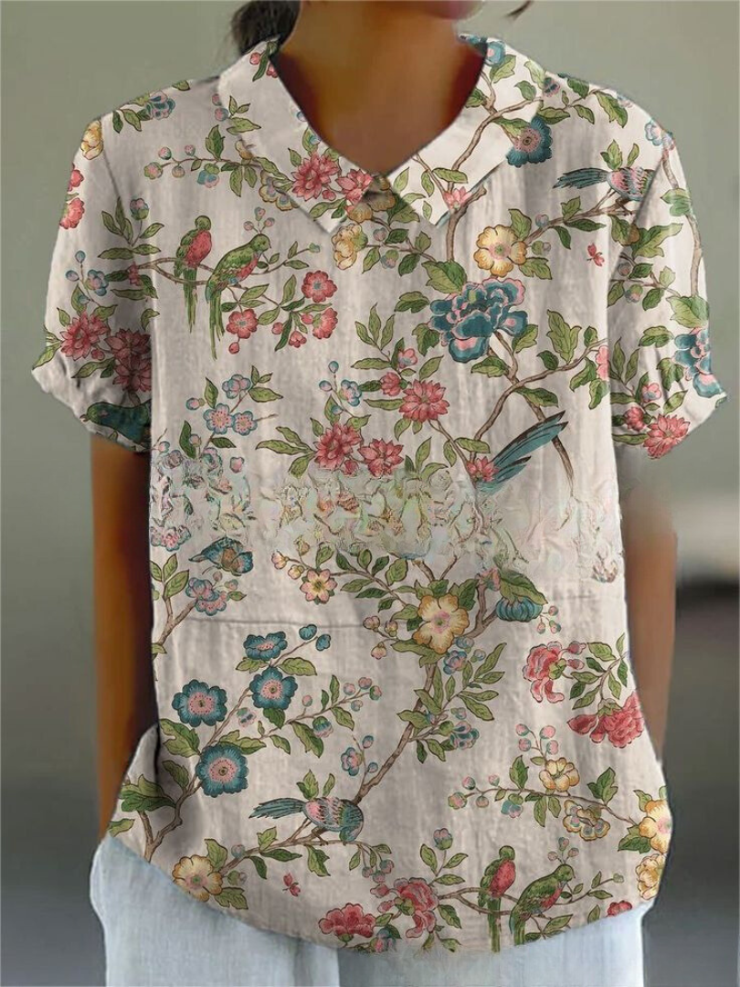 Shelby - Vintage Kwiatowa Bluzka Damska Casual