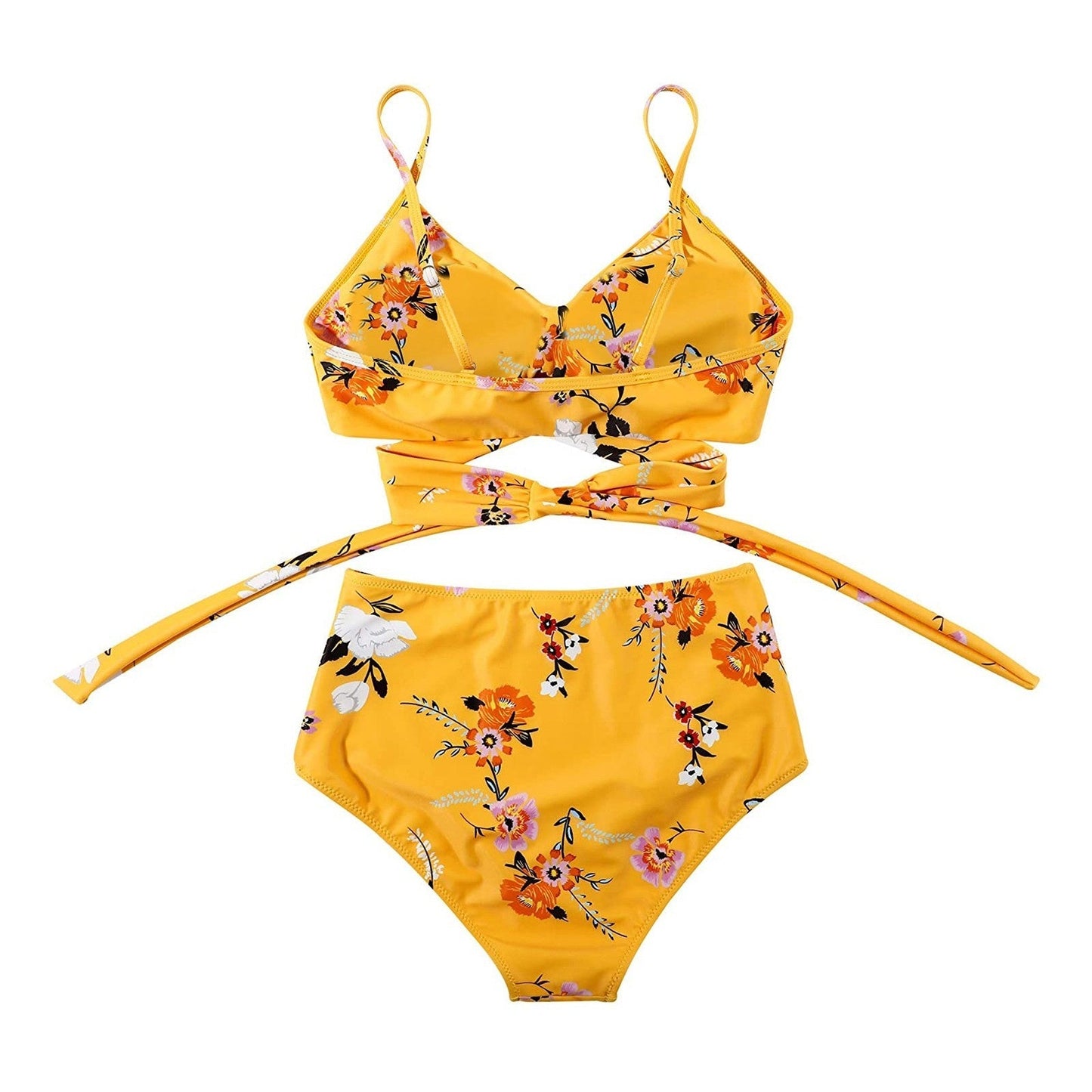 Kelda - Wysokie majtki bikini z kwiatami dla pań
