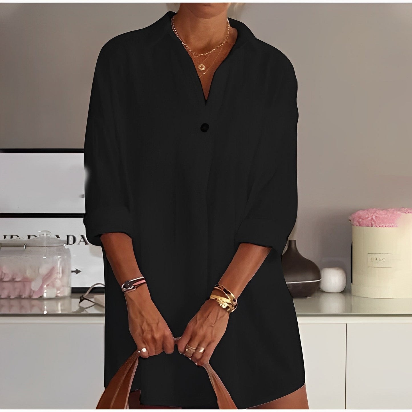 Übergroßes Hemd mit halblangem Ärmel Caterina