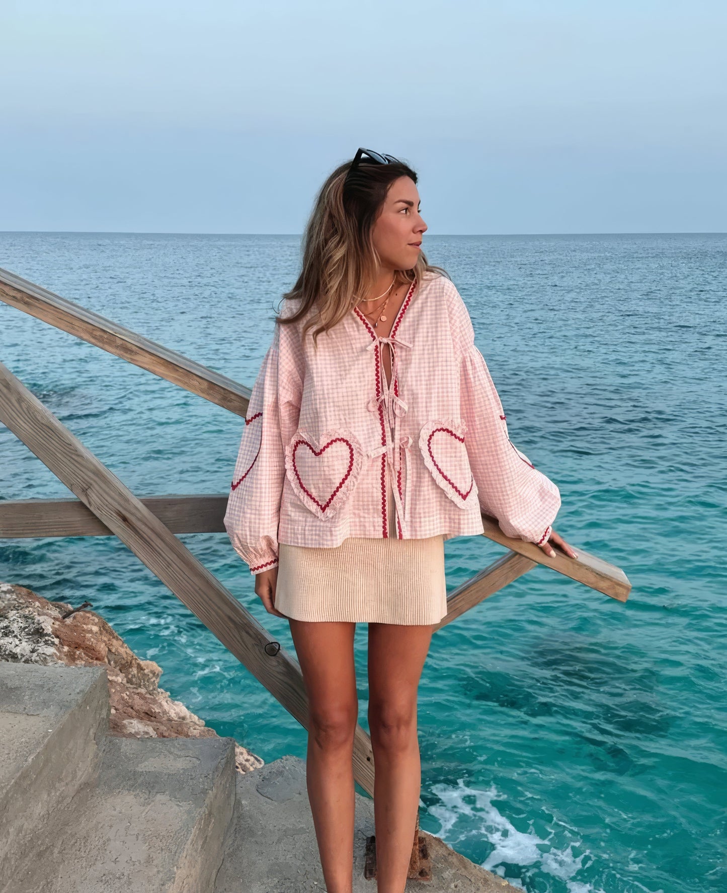 Claudia – Bluzka Gingham z Kokardą