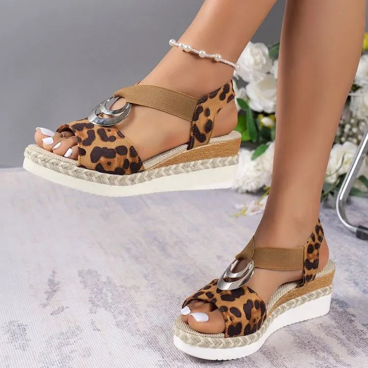 Emilia - Damskie Peep-Toe Sandały na Koturnie