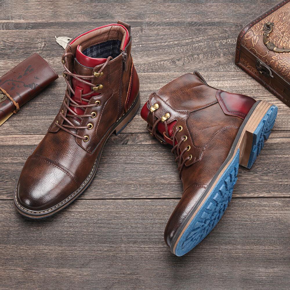 Louis - Retro męskie buty skórzane z suwakiem