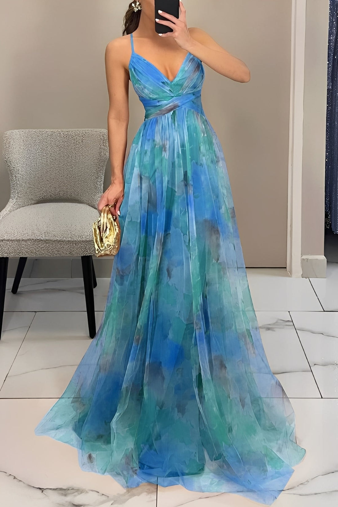 Davina - Stylowa Maxi Sukienka w Kształcie A