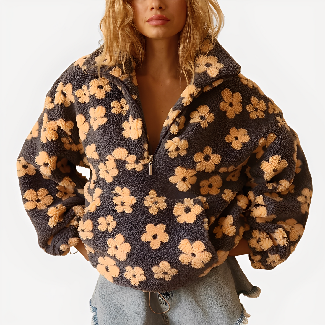 Elizabeth - Stylowy sweter z kwiatowym wzorem