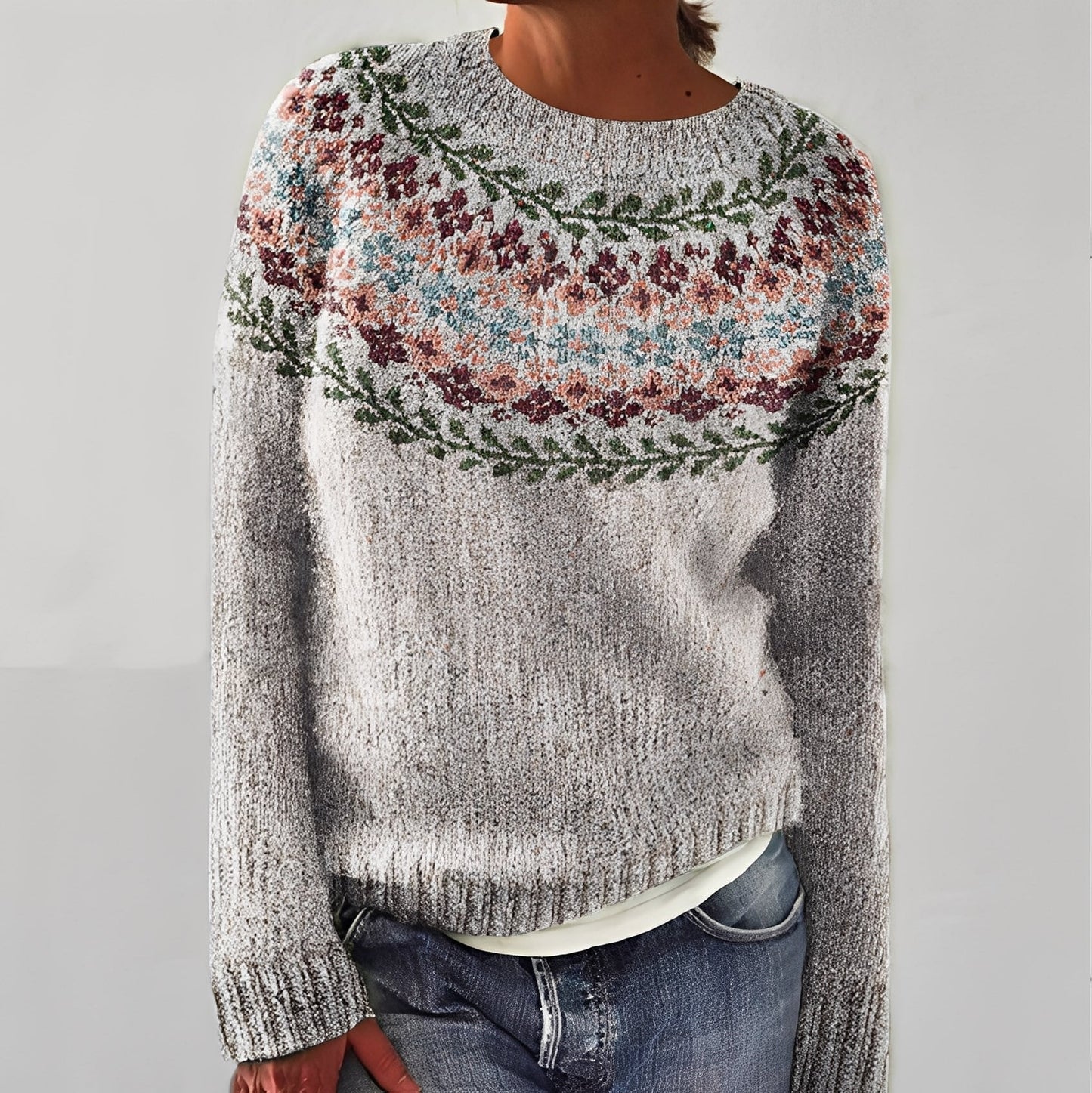 Heather - Tradycyjny damski sweter z wzorem