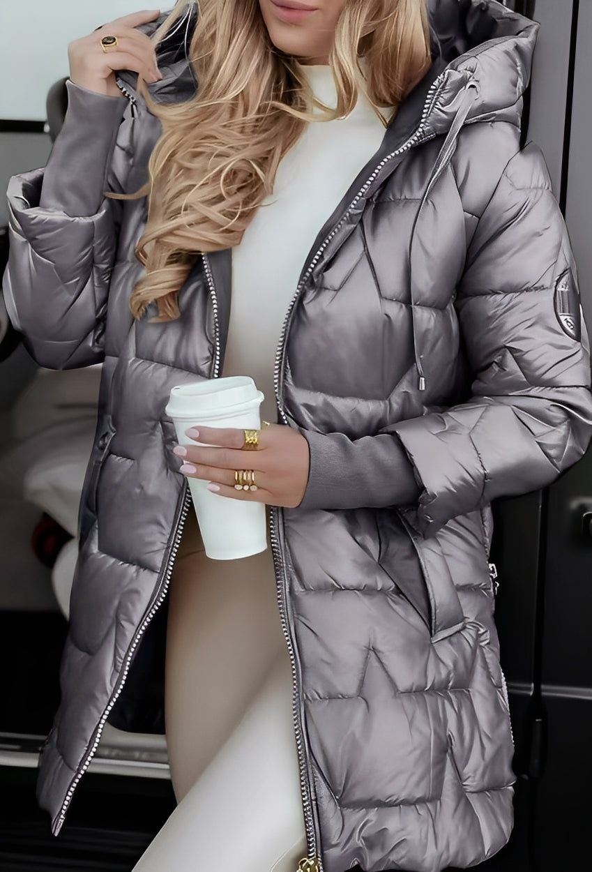 Georgina - Elegancki zimowy płaszcz z kapucą dla kobiet