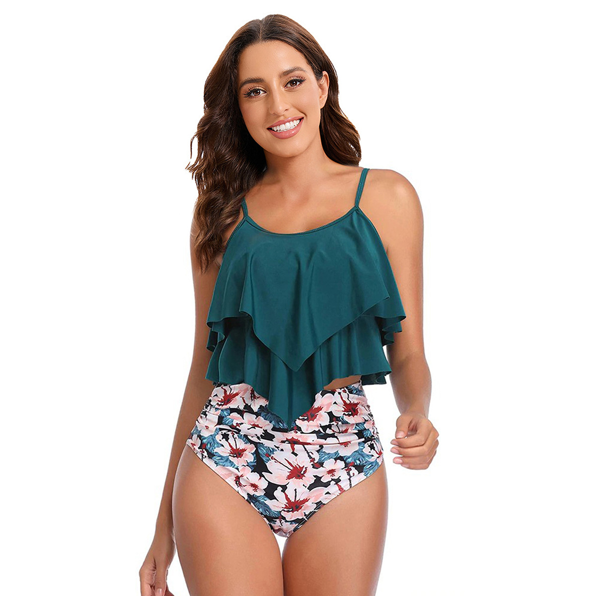 Haylie - Zestaw tankini z falbaniastym topem dla kobiet