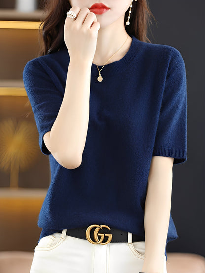 Blandine - Sweter damski z krótkimi rękawami