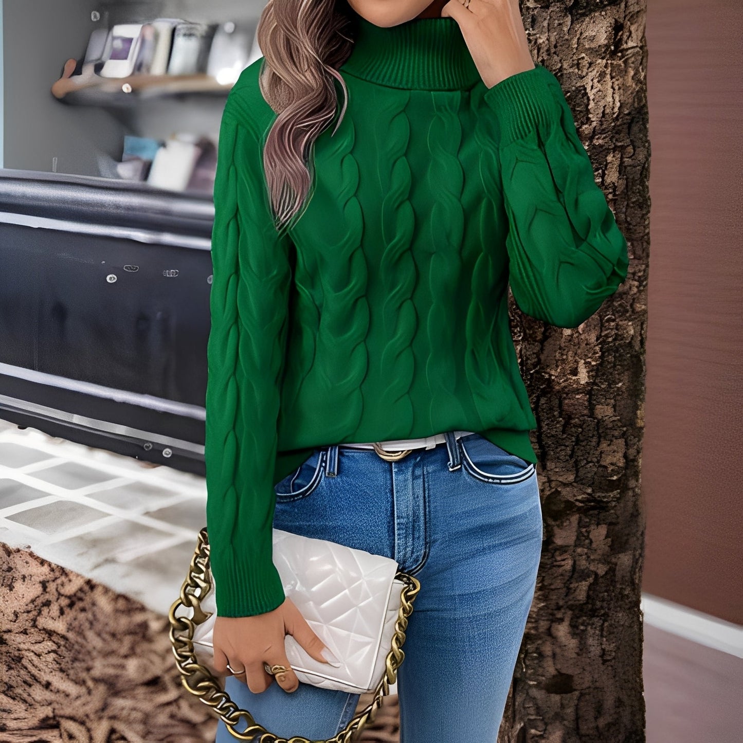 Amélie - Damski, ciepły golf z bawełny