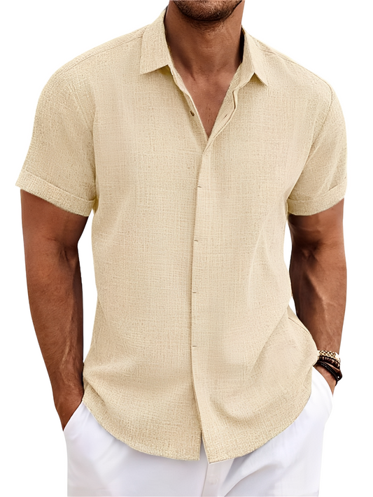 Jimmy - Loose linen shirt with short sleeves for men