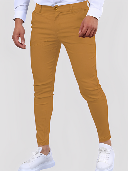 Shelton - Męskie luźne spodnie stretch o zwężanym kroju
