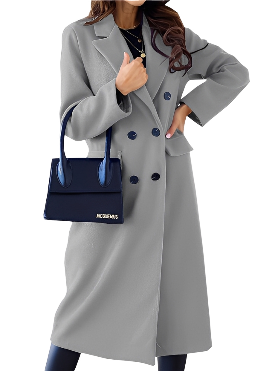 Jocelin - Modny, ciepły płaszcz dwurzędowy dla kobiet