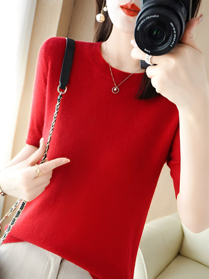 Blandine - Sweter damski z krótkimi rękawami