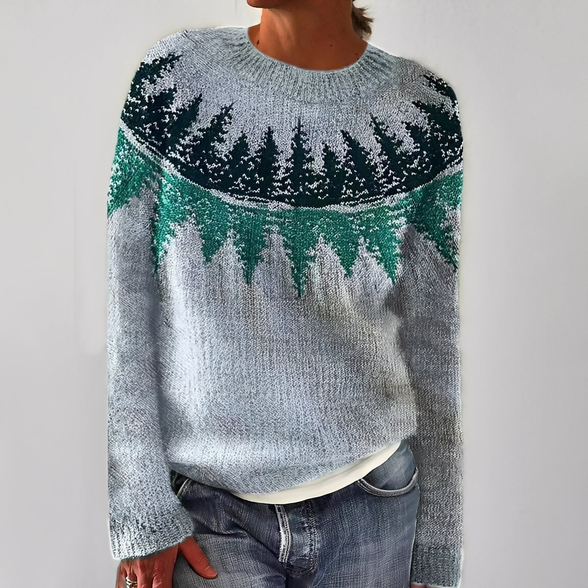 Heather - Tradycyjny damski sweter z wzorem