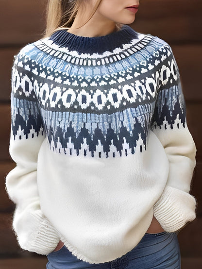 Lorine - Ciepły damski sweter z eleganckim wzorem