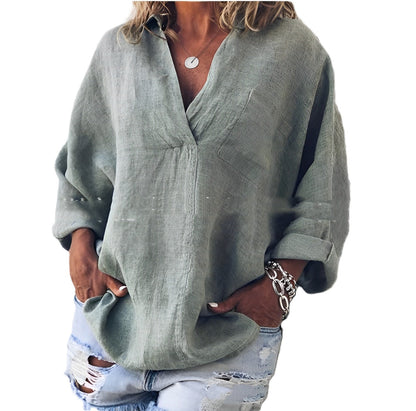 Pamella - Stylowy, luźny T-shirt z długim rękawem