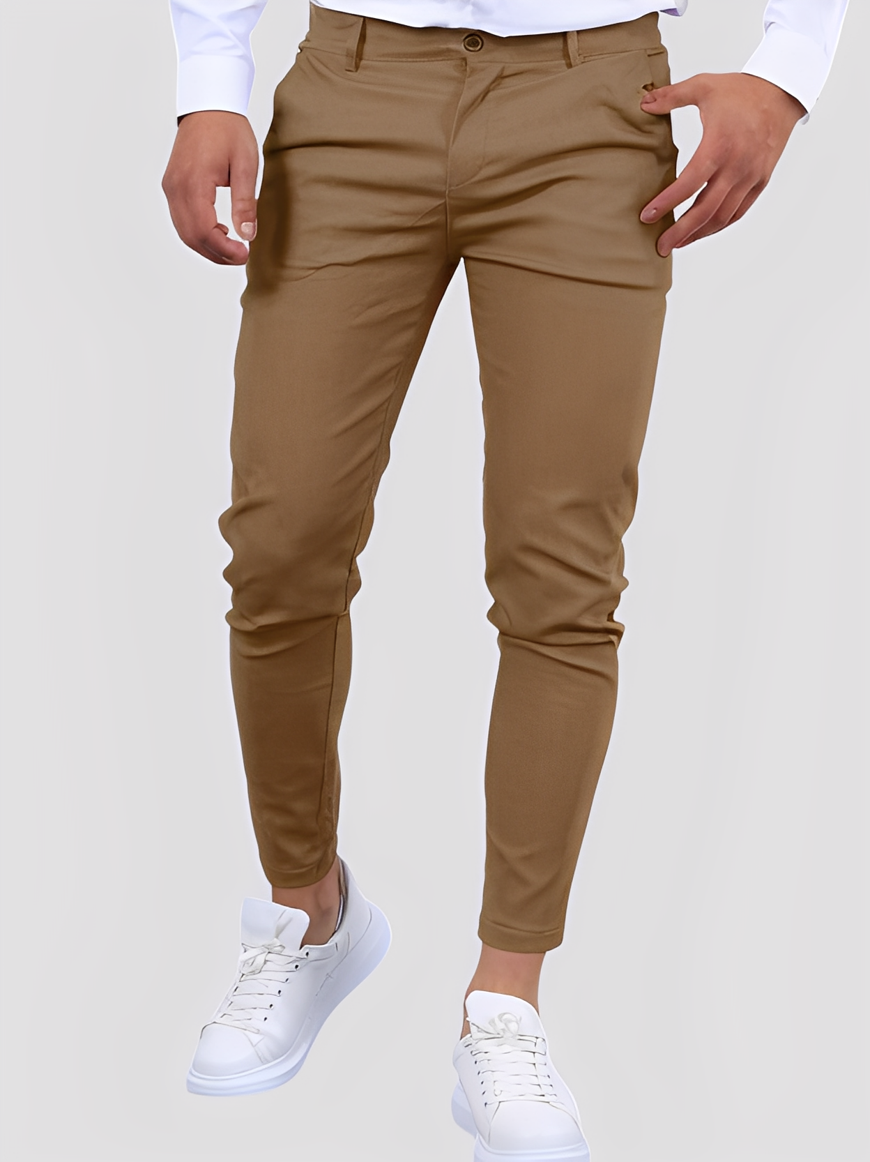 Shelton - Męskie luźne spodnie stretch o zwężanym kroju