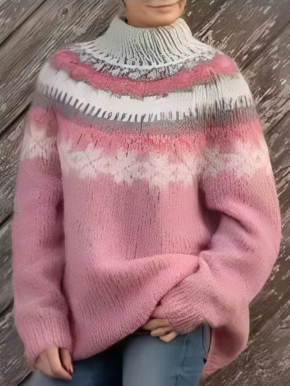 Lorine - Ciepły damski sweter z eleganckim wzorem