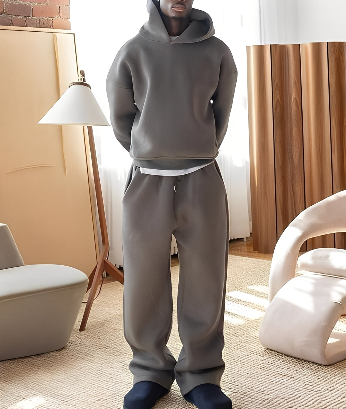 Marco - Comfortable set with oversized hooded sweatshirt for men