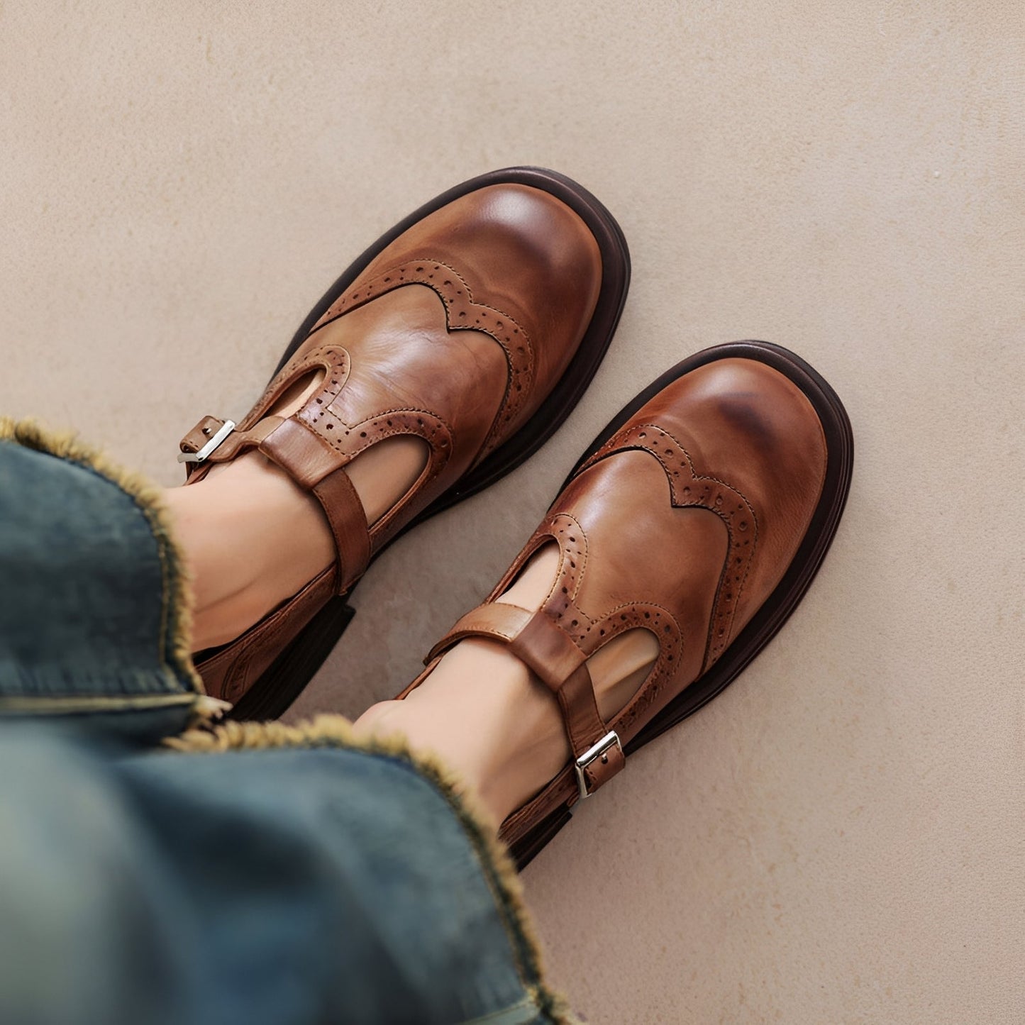 Erika - Retro buty z wytrzymałej skóry dla kobiet