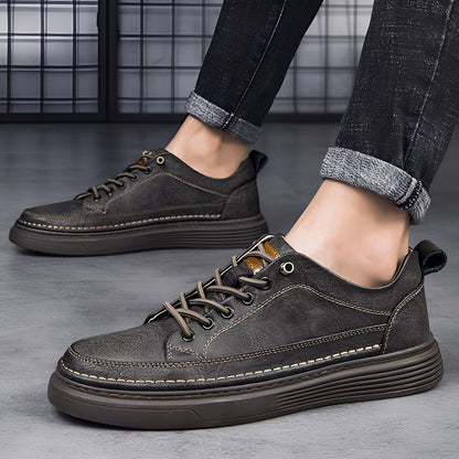 Damion - Męskie klasyczne skórzane sneakersy