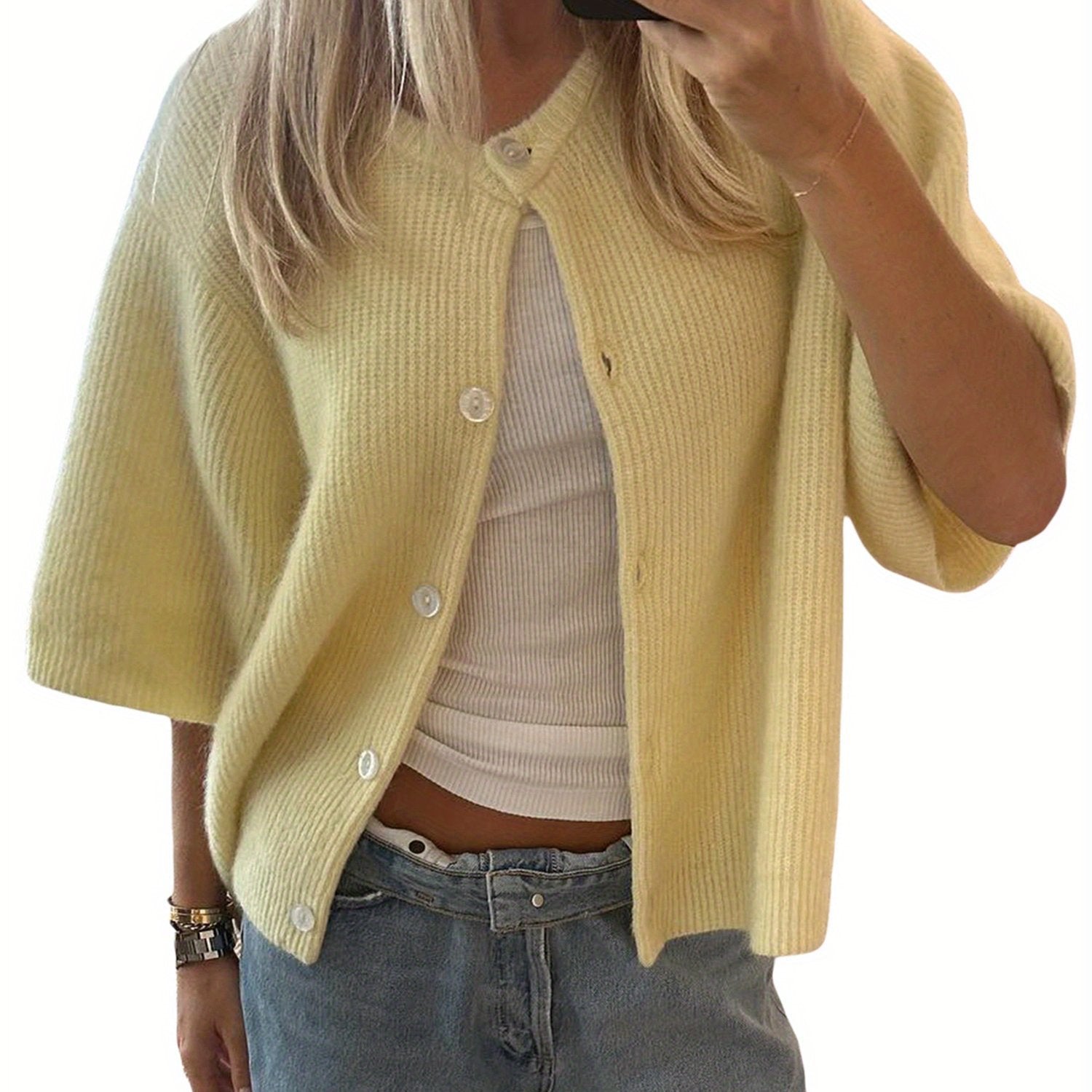 Margie - Luźny kardigan z krótkimi rękawami dla kobiet