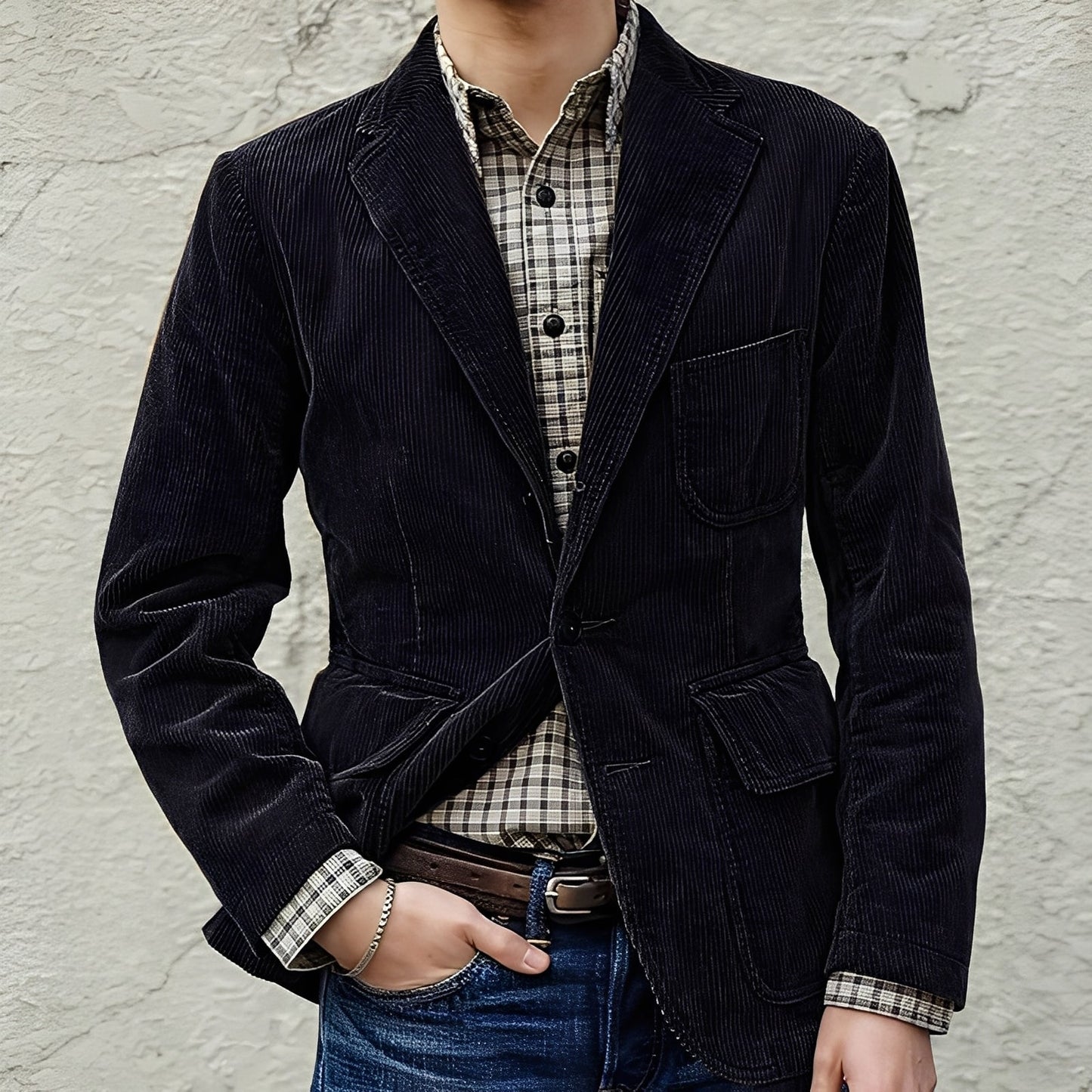 Dalton - Męska wełniana kurtka z kieszeniami, luźny styl