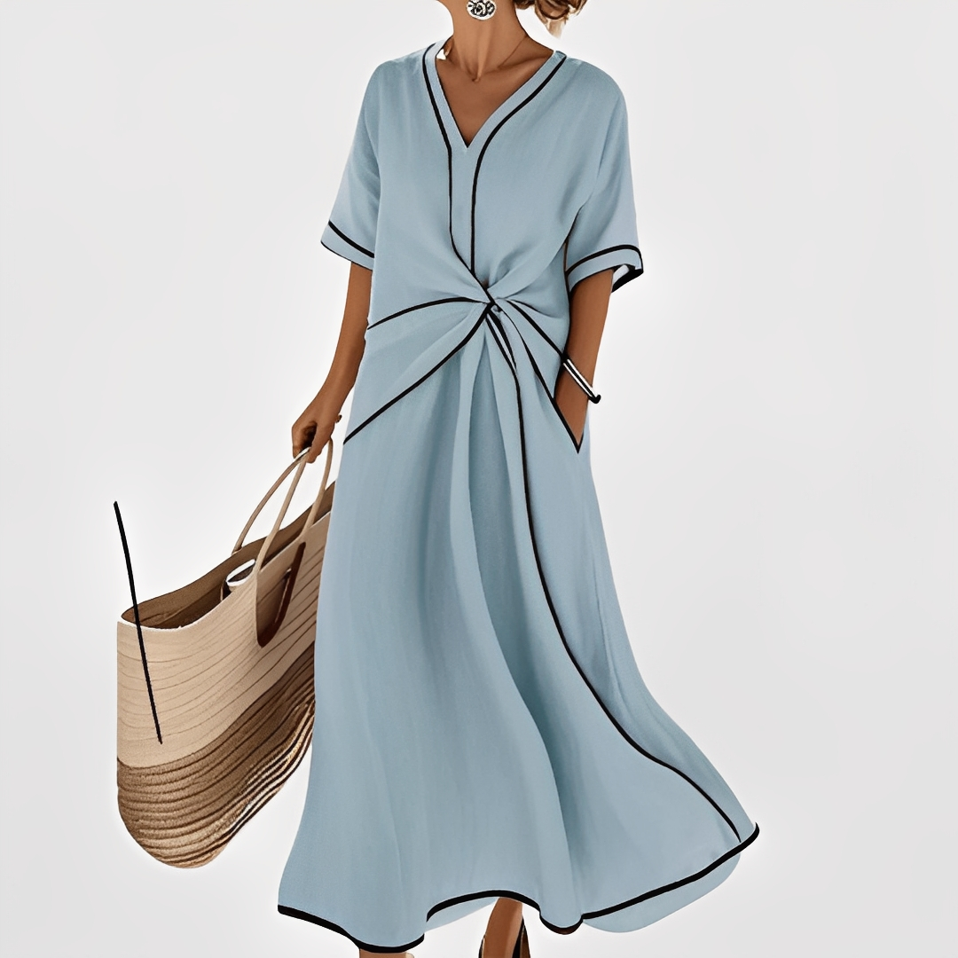 Thérèse – Luźna, elegancka sukienka w paski dla kobiet