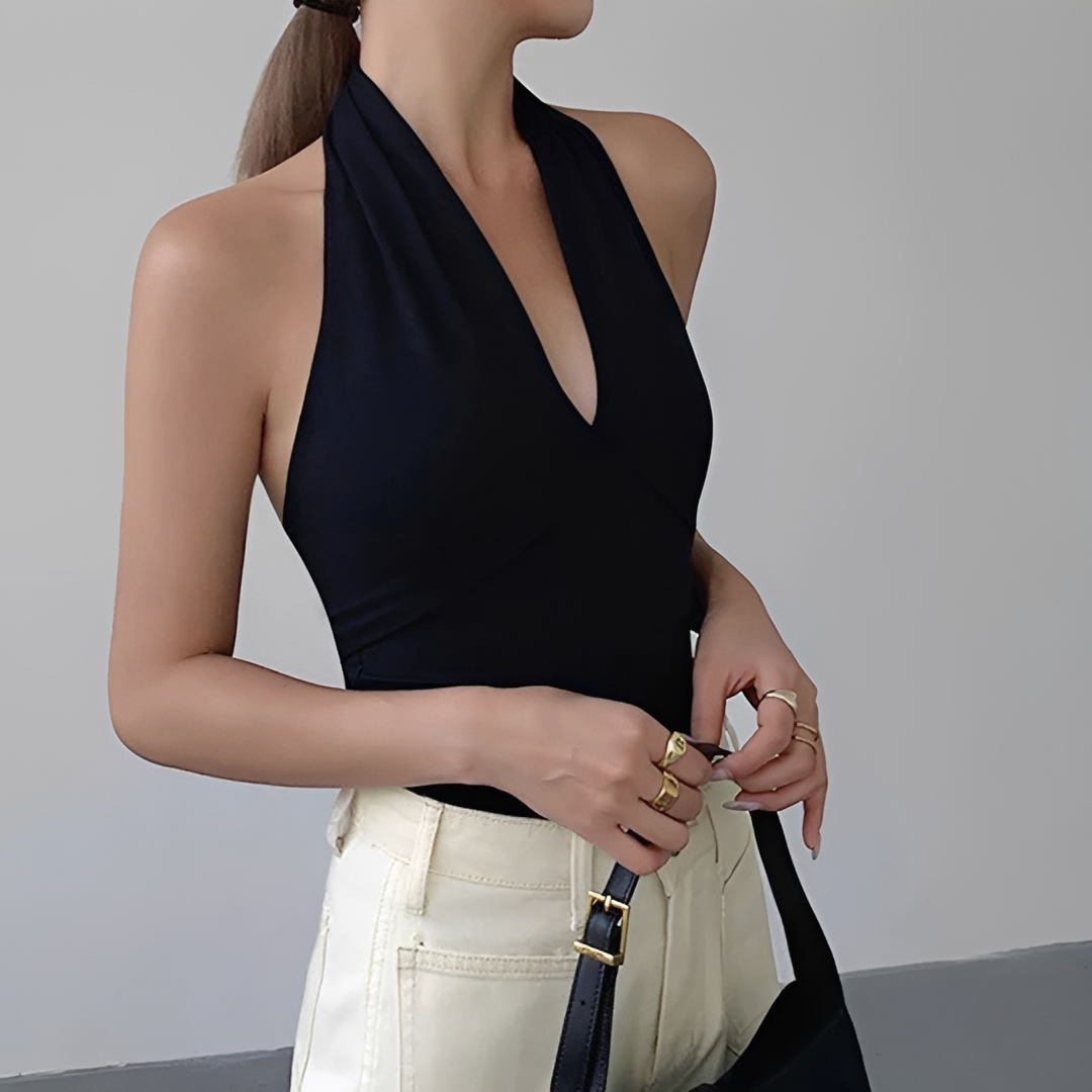Reese - Stylowy Top na Ramiączkach z Otwartymi Plecami