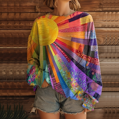 Aloysia - Damski sweter z kolorowym cyfrowym wzorem