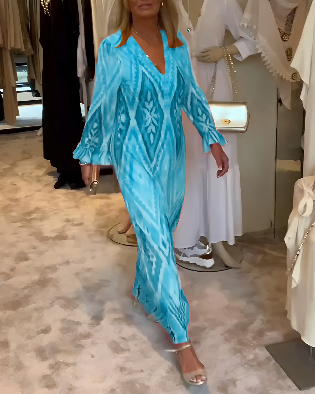Glynnis - Stylowa Sukienka Maxi z Długim Rękawem