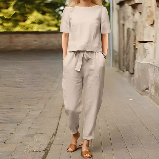Kerine - Women's set of trousers made of cotton and flax