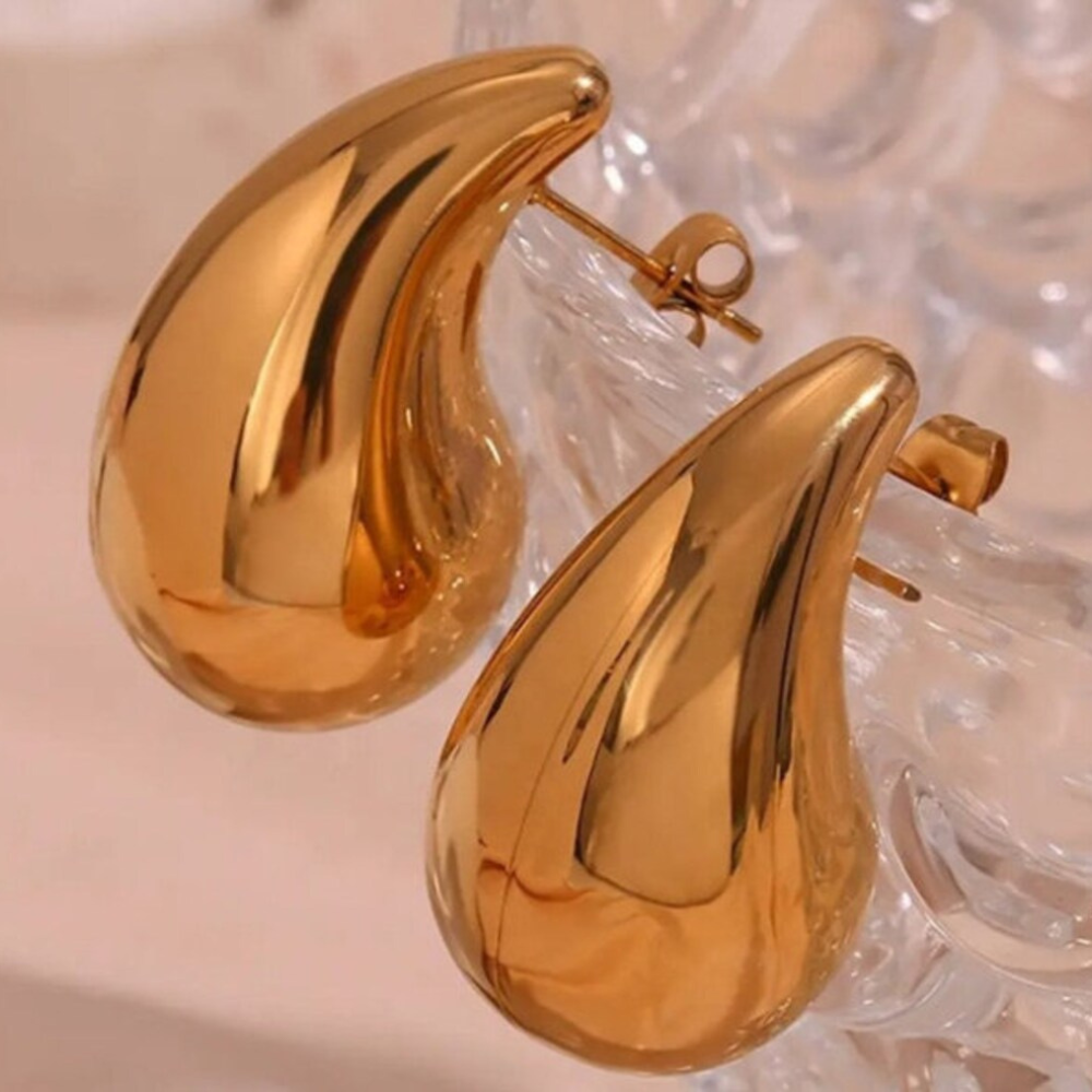 Kolczyki Chunky Waterdrop - duże kolczyki złote