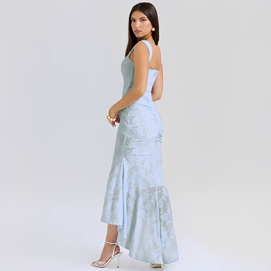 Cynthia - Elegancka Sukienka Midi z Wiązanym Pasem