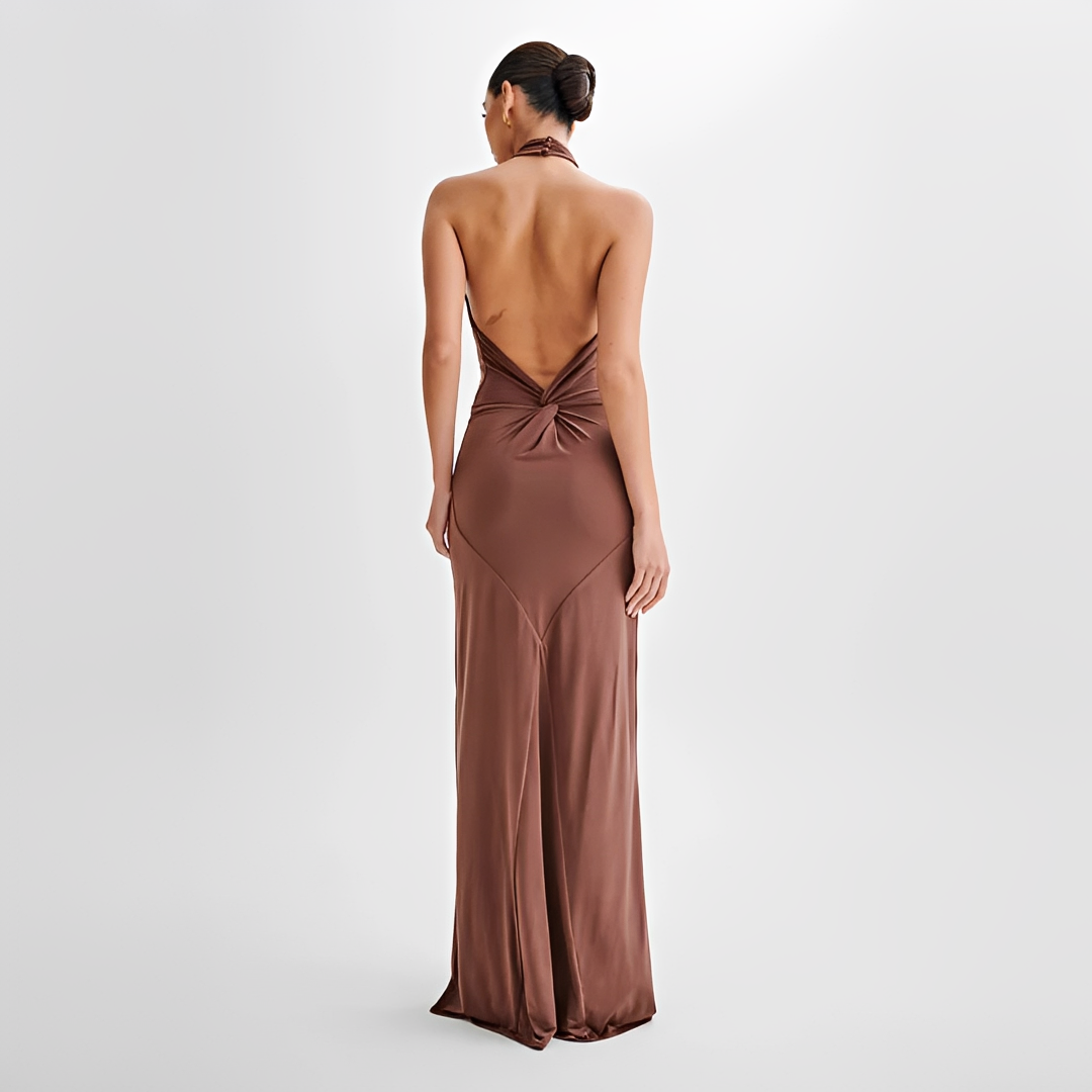Jianna - Elegancka sukienka maxi z halterem