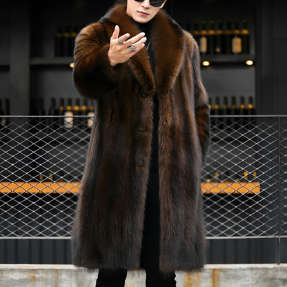 Matteo - Stylowy długi futrzany płaszcz dla panów