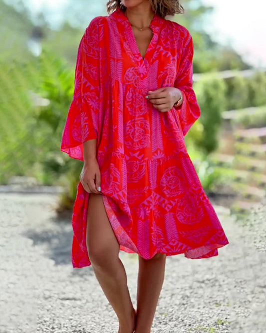 Mia – Sukienka z geometrycznym boho-wzorem