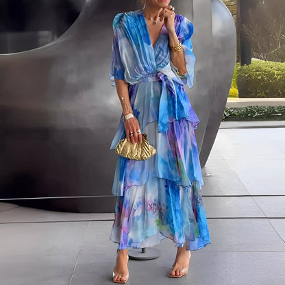 Felisha - Szykowna maxi sukienka z printem