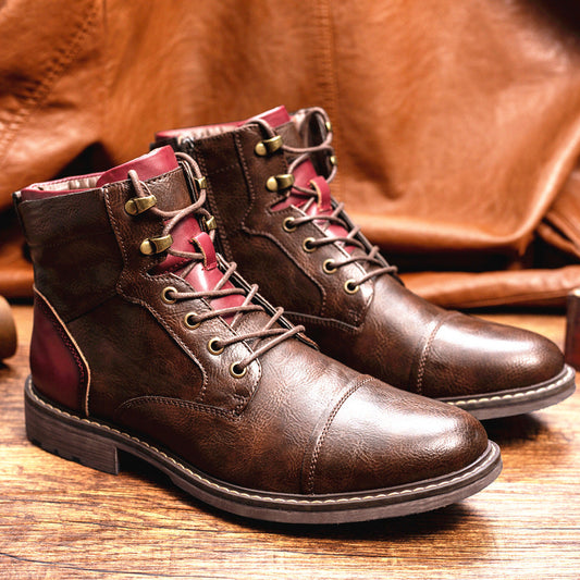 Louis - Retro męskie buty skórzane z suwakiem