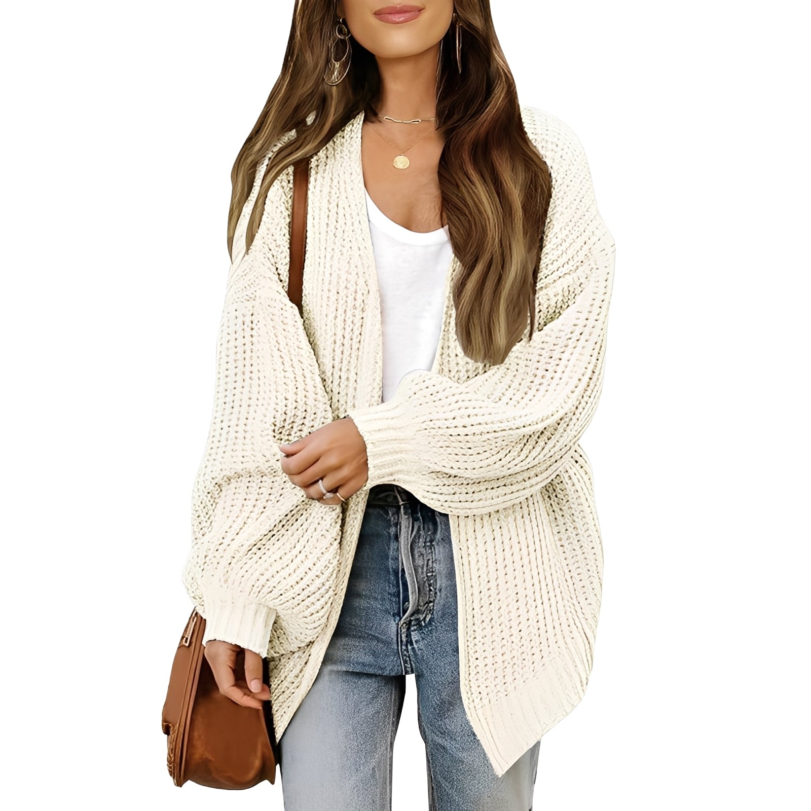 Nelly - Swobodny kardigan damski z otwartym przodem