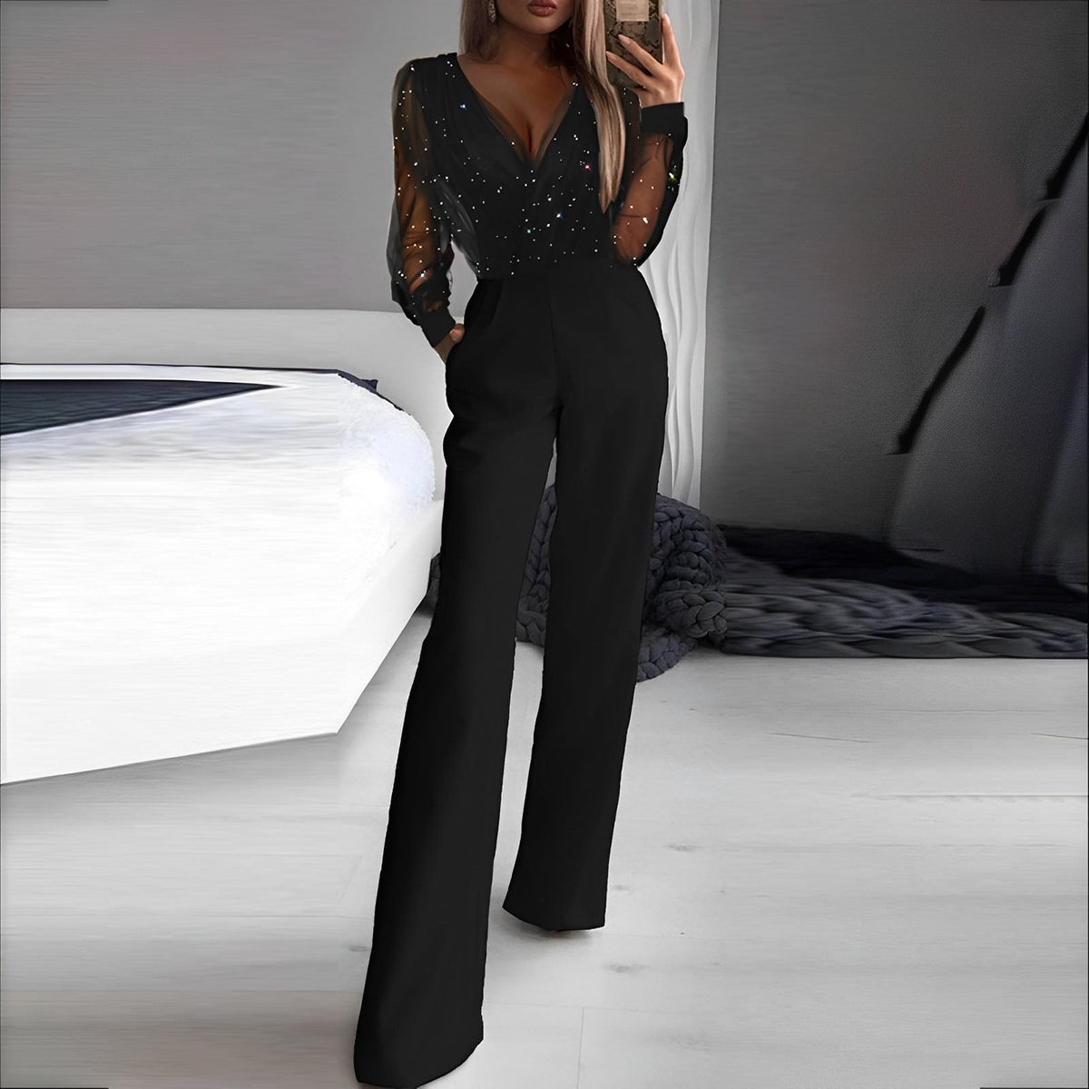 Alissa - Elegancki Jumpsuit z V-dekoltem dla kobiet