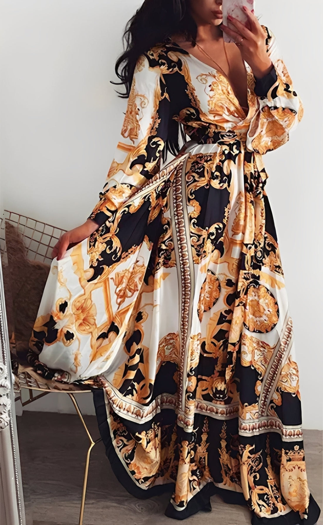 Stacey - Elegancka suknia maxi z rozcięciem dla kobiet