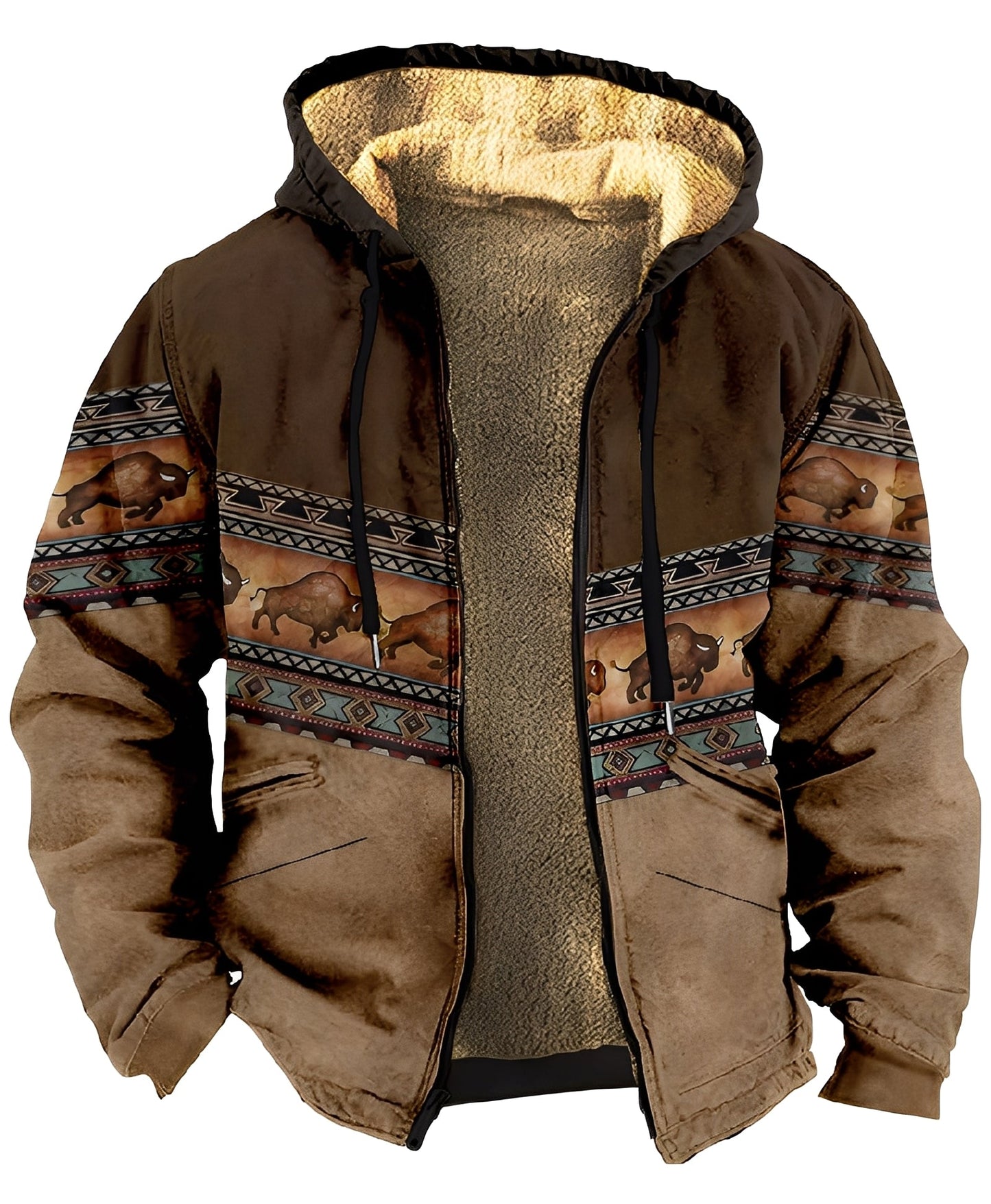 Mervin - Kapturowa welurowa kolorowa kurtka dla mężczyzn